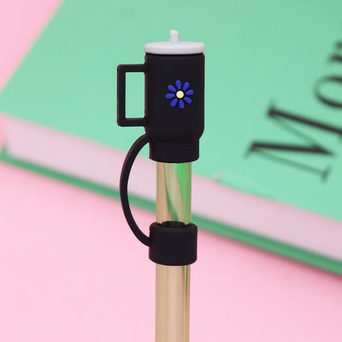 Silicone Straw Covers Cap with Tumbler 10mm Cute Tumbler Straw Toppers for Tumblers, Dust-Proof Drinking Straw Caps for Reusable Straws Tips